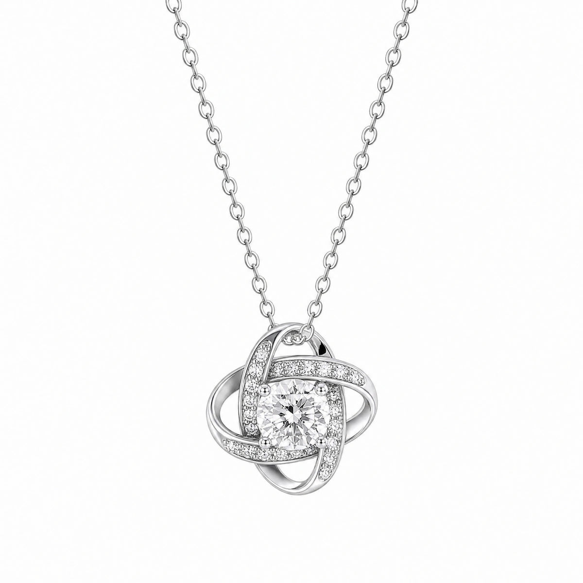 Collier Nœud d'amour, finition argent