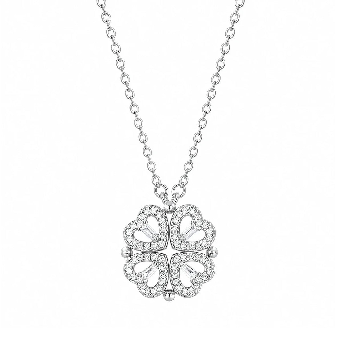 Collier trèfle à quatre feuilles, finition argent