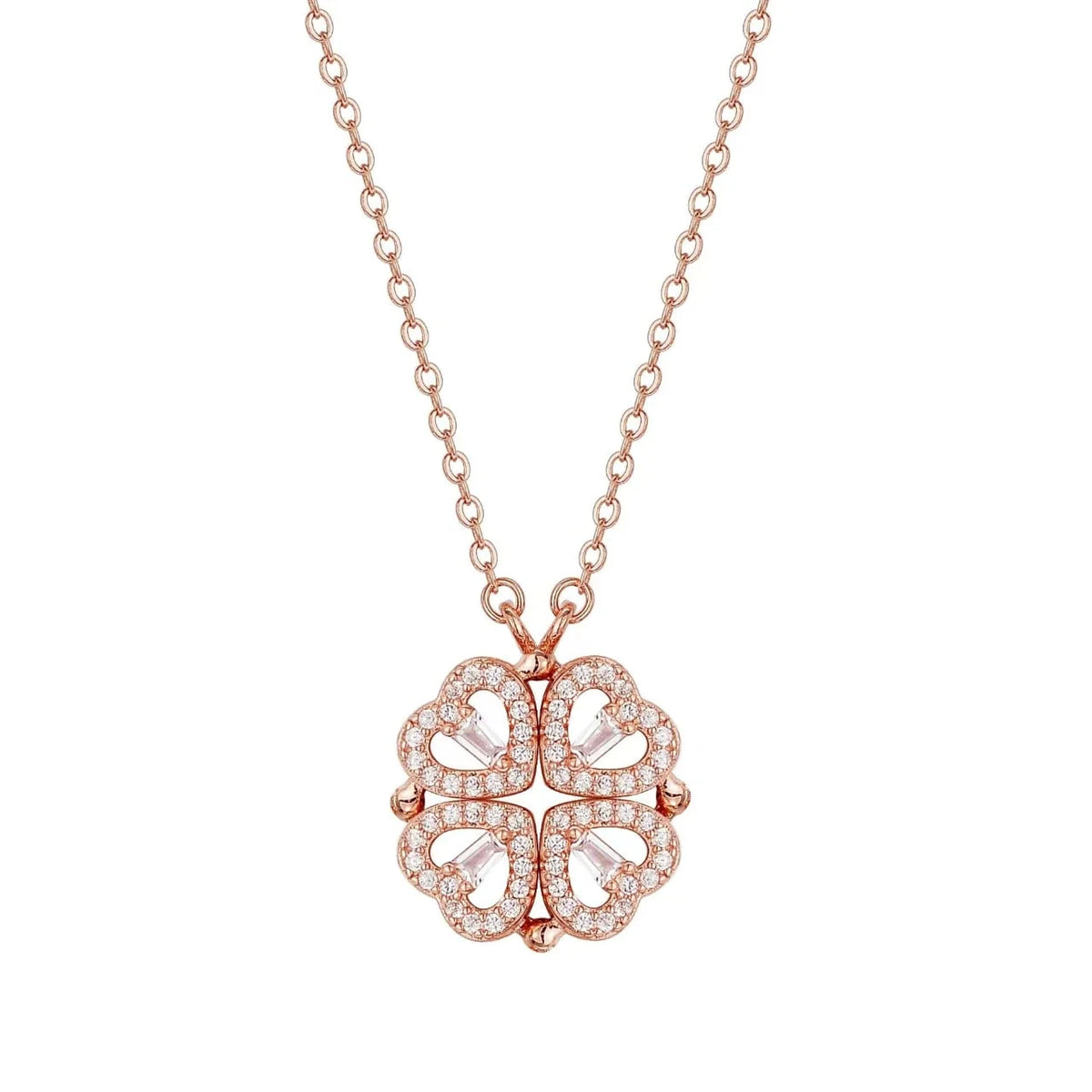 Collier trèfle à quatre feuilles, finition or rose